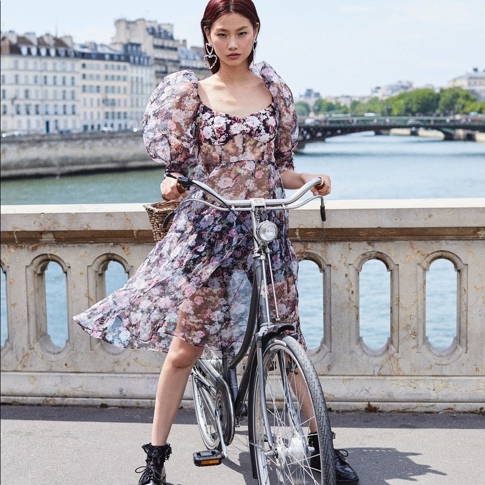 *FINAL SALE* NWT FOR LOVE AND LEMONS FAYE SHEER MIDI DRESS